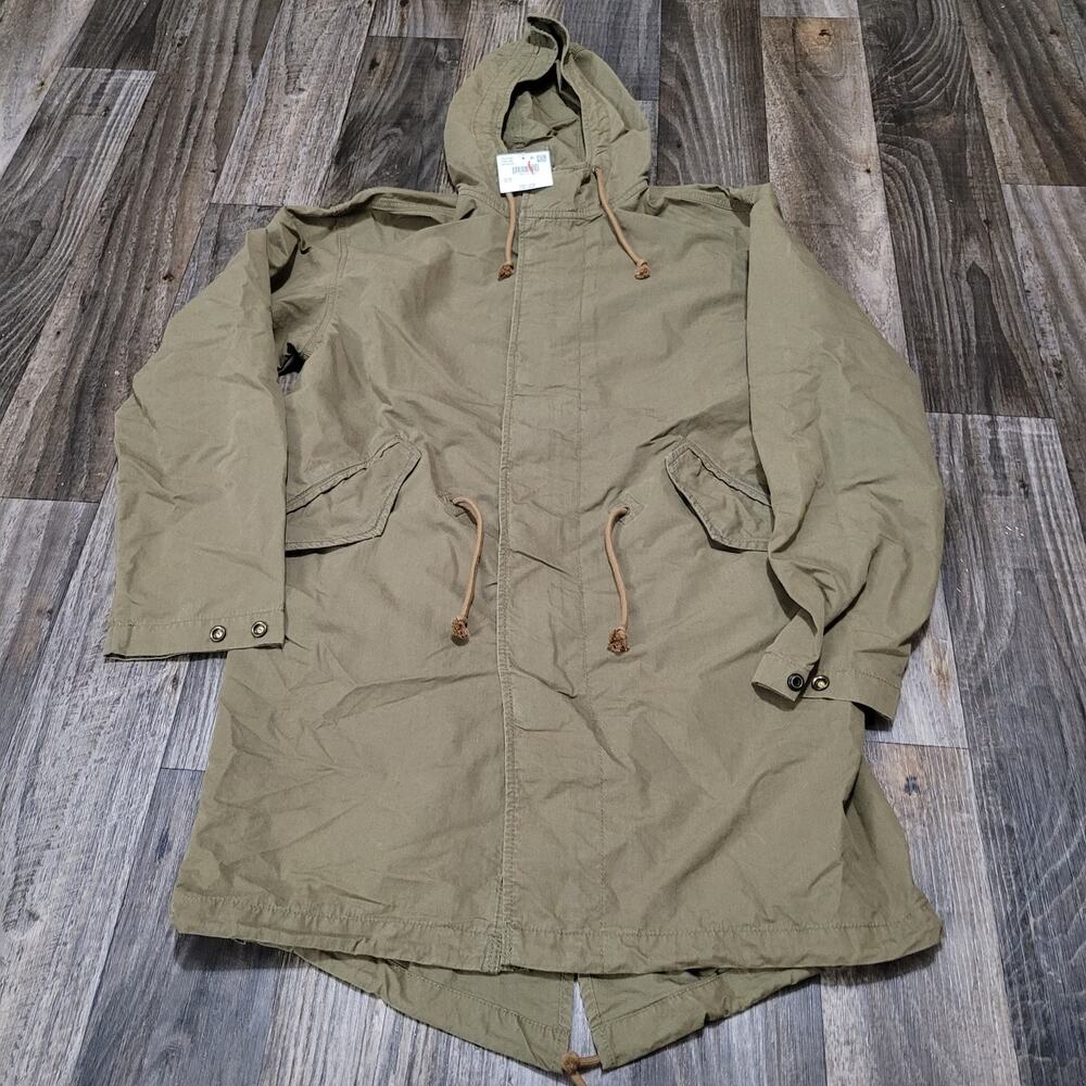 American Eagle Parka Military Style Jacket Mens Size Xs Green Full Zip Oversized